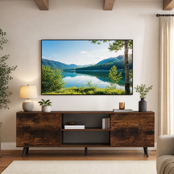 TV Stand for 60 Inch TVs with Power Outlets and Adjustable Shelf, Entertainment Center Media Console Cabinet for Living Room,Rustic Brown