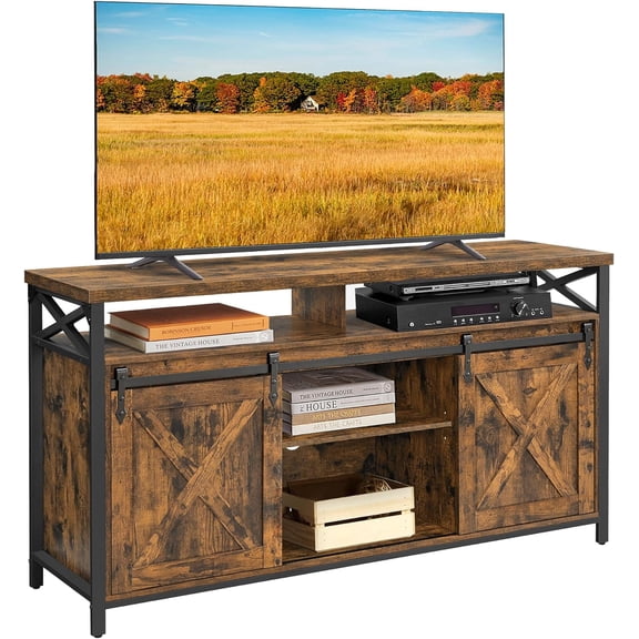 VASAGLE TV Stand for 65 Inch TV, Entertainment Center, TV Table and Console, TV Cabinet with Adjustable Shelves, Industrial Design