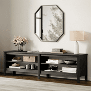 TV Stand for 65 Inch TV Entertainment Center Wood Television Table with 4 Open Shelves for Living Room, Brown 60 inch