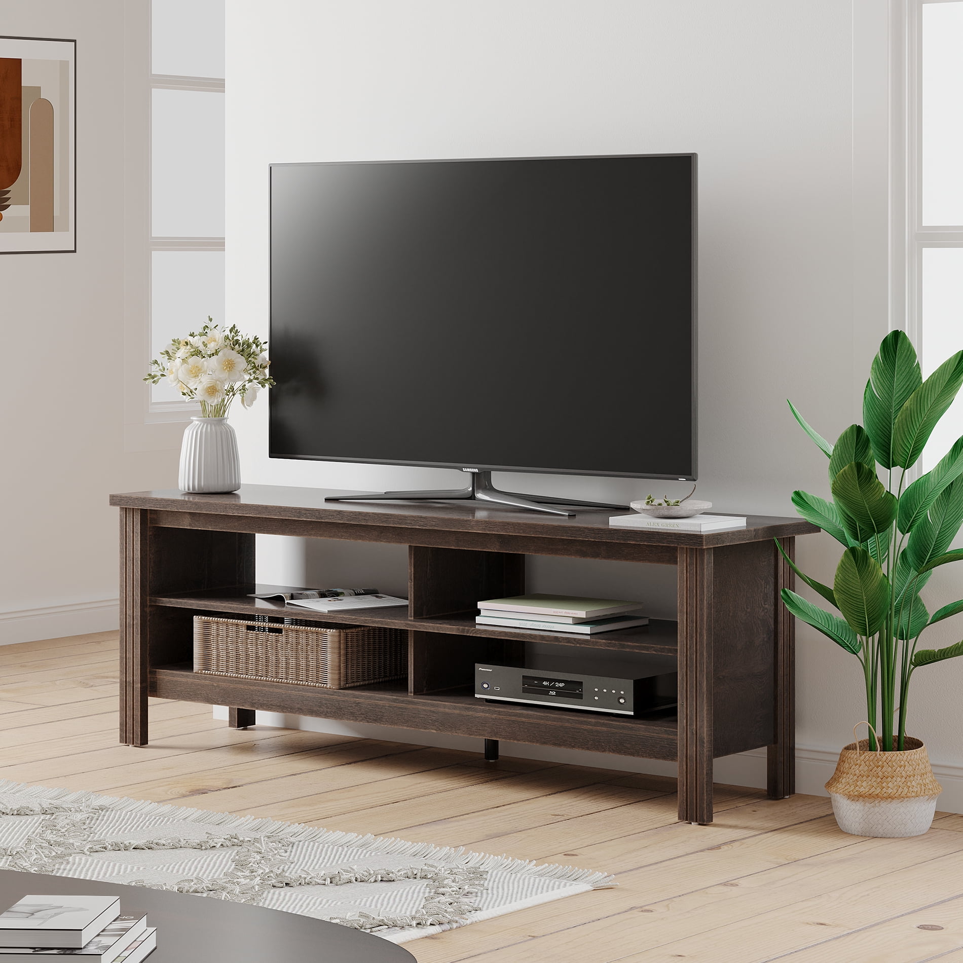 TV Stand for 65 inch TV Entertainment Center Espresso Media