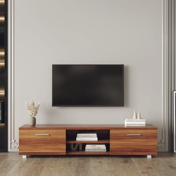 TV Stand for 70 Inch TV Stands, Media Console Entertainment Center Television Table, 2 Storage Cabinet with Open Shelves for Living Room Bedroom,