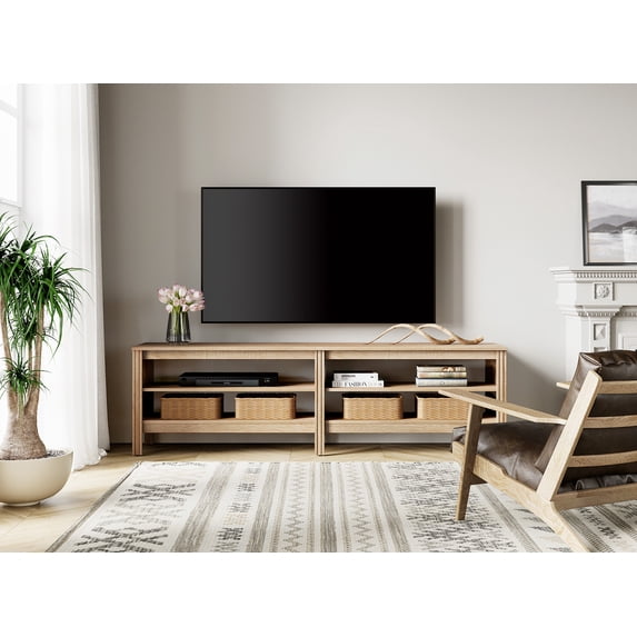 TV Stand for 75 Inch TV Stands, Media Console Entertainment Center Television Table with Open Shelves for Living Room, Oak 70 inch