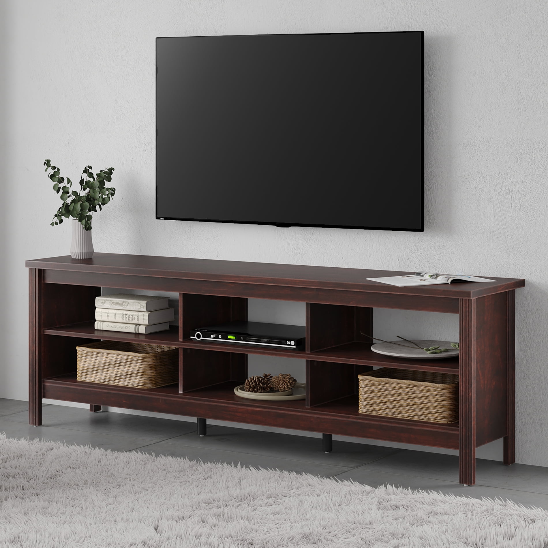Multigot TV Stand For TVs Up To 40"/55", Wooden TV Console Table With 4/6 Storage Compartments, 3-Tier Media Console Unit Entertainment Centre For Living Room (White, 4 Cubes-90 X 39 X 33cm - View #11