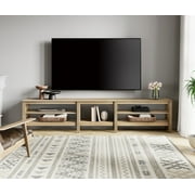 TV Stand for 85 inch TV, Wood Media TV Console Entertainment Center for 90 100 inch TV with 5 Open Shelves for Living Room, 80 inches, Black