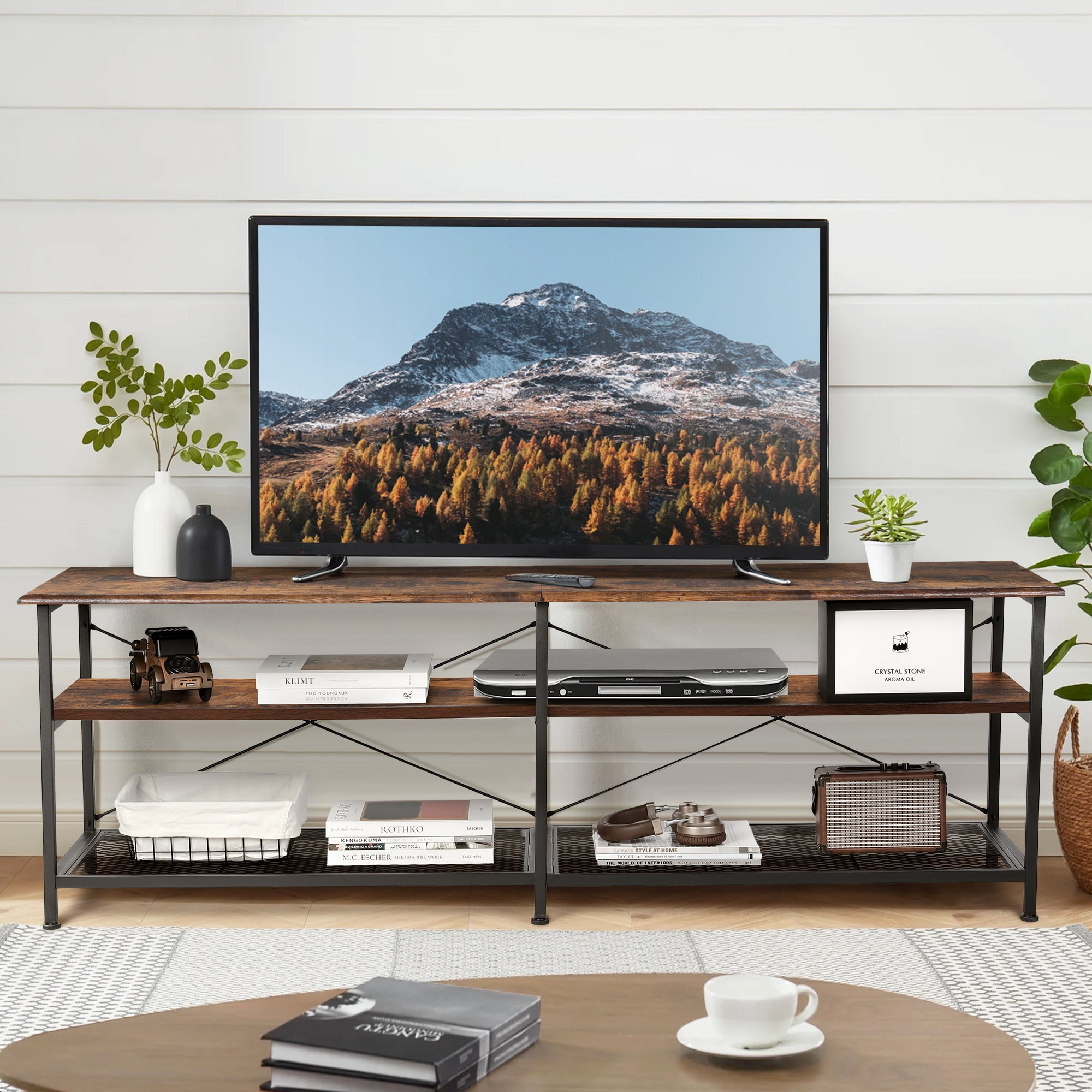 Slevoo TV Stand for TV up to 70" TV Shelves Table Entertainment Center