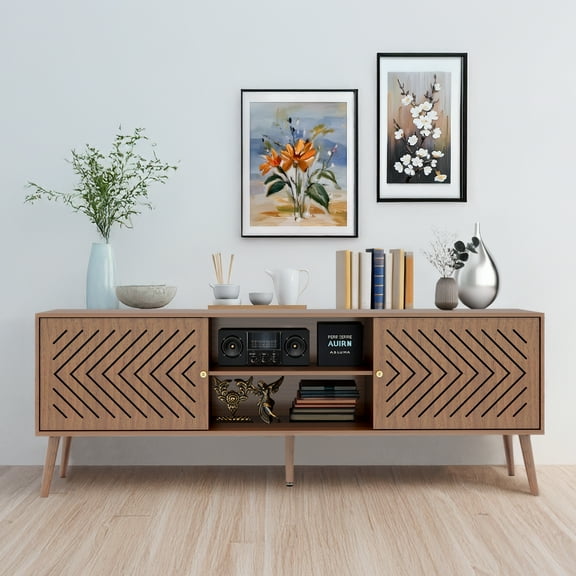 TV Stand for TV up to 70 Inch, Mid Century Modern TV Console, Entertainment Center with Storage for Living Room