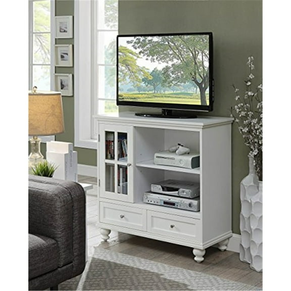 TV Stand for TVs Up to 65 Inch Highboy Media Console with Glass Cabinet & Shelves