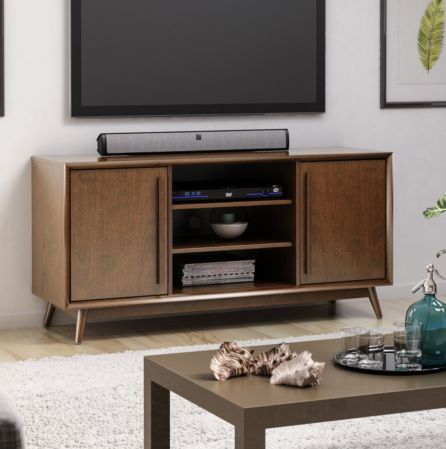 TV Stand for TVs up to 60", 54'' W x 26'' H x 17'' D, Cable