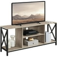 thumbnail image 1 of TV Stand for TVs up to 65 Inch, 55 Inch Entertainment Center with Storage, Wood TV Console with Shelves for Bedroom, Gray, 1 of 17