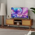 thumbnail image 1 of TV Stand for TVs up to 65",Modern Rattan Entertainment Cabinet Media Console for Living Room Bedroom,Black Brown, 1 of 7