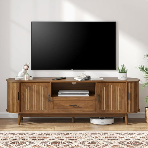 TV Stand for TVs up to 80", 70" Entertainment Center with Sliding Doors, Media Console Table for Living Room