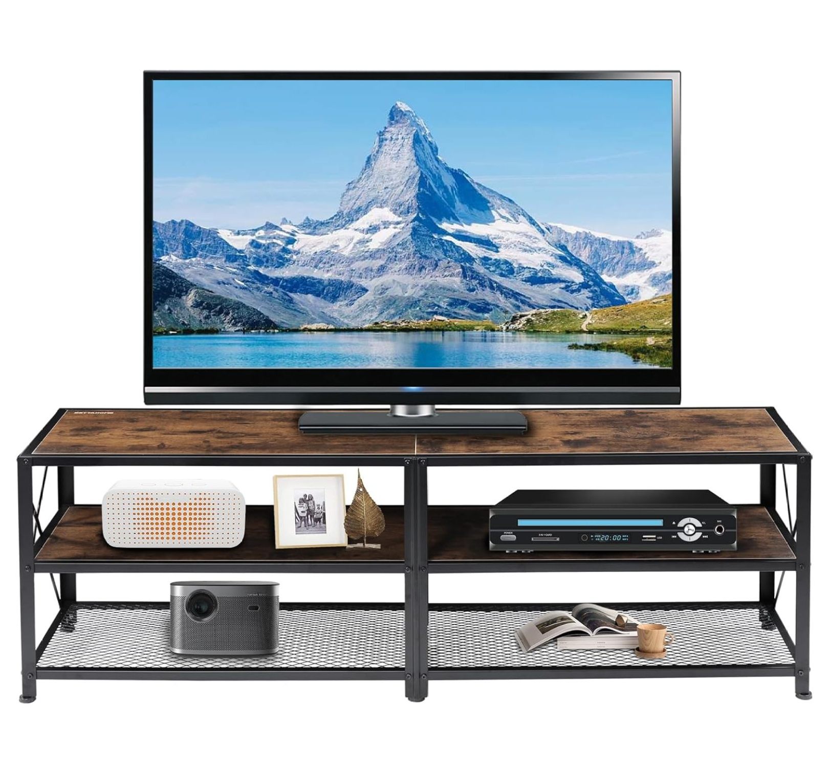 TV Stand for Up to 65 Inch TVs, Accent 3-Tier TV Console Table for ...