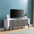 TV Stand in White & Distressed Grey with Metal Legs, Four Door