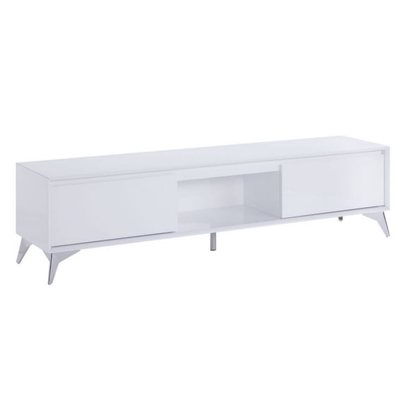 TV Stand with 2 Door Storage and LED Touch Light White - Saltoro Sherpi