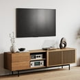 TV Stand with 70.87" Black Solid Wood Media Console for 55 inch TV Full