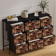 thumbnail image 1 of TV Stand with 9 Drawers, Chest of Drawers with Fabric Bins, Black   Dresser for , Storage Organizer Cabinet for Closet (Brown), 1 of 6