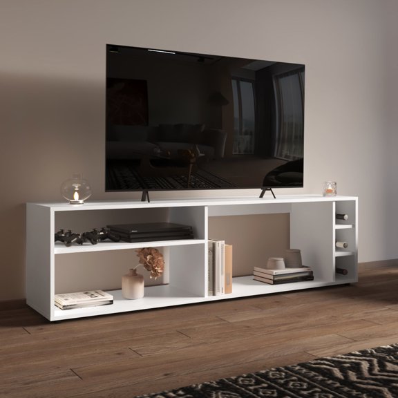Modern Design TV Stand | Spacious for 65" TV, Integrated Bar | Particle Board Structure | Overcomes Cable and Storage Challenges