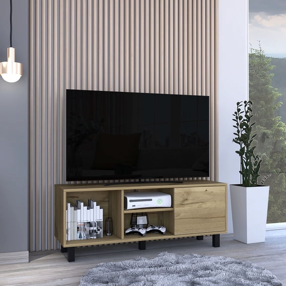 TV Stand with Cable Management in Each Shelf / Store Small & Big Things