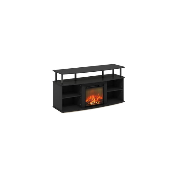 TV Stand with Electric Fireplace 55 Inch Entertainment Center, Open Shelving Americano Black