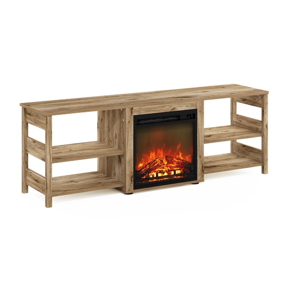 TV Stand with Electric Fireplace - Modern Entertainment Center with Shelved Storage