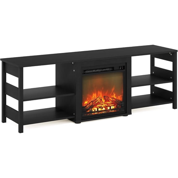 TV Stand with Electric Fireplace - Modern Entertainment Center with Shelved Storage