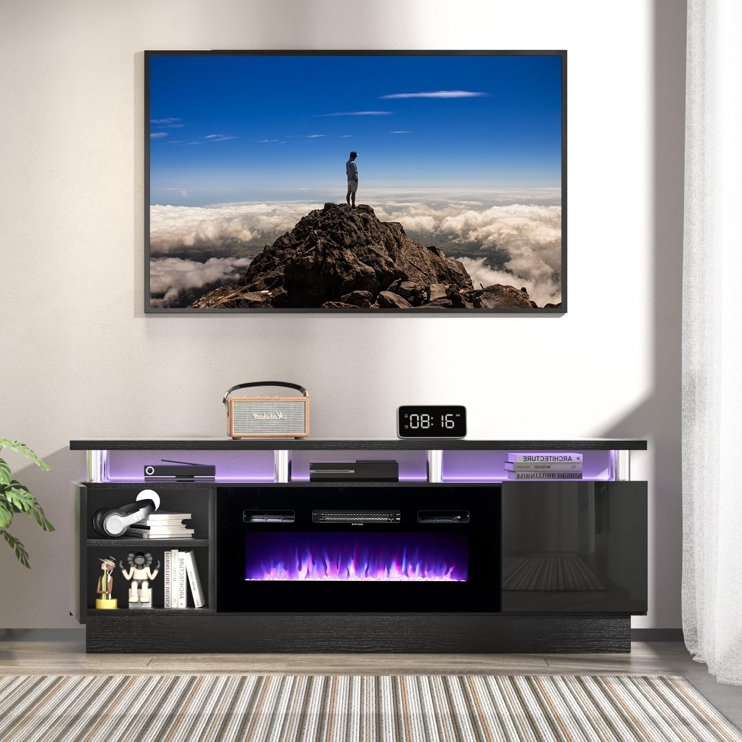 TV Stand with Fireplace, LED Display Entertainment Center，ModernTV ...