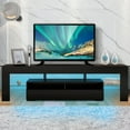 thumbnail image 1 of TV Stand with Led Lights Up to 70 Inch TVs, Modern Entertainment Center Media Console, High Gloss TV Table Stand Cabinet with 2 Drawers, Black, 1 of 11
