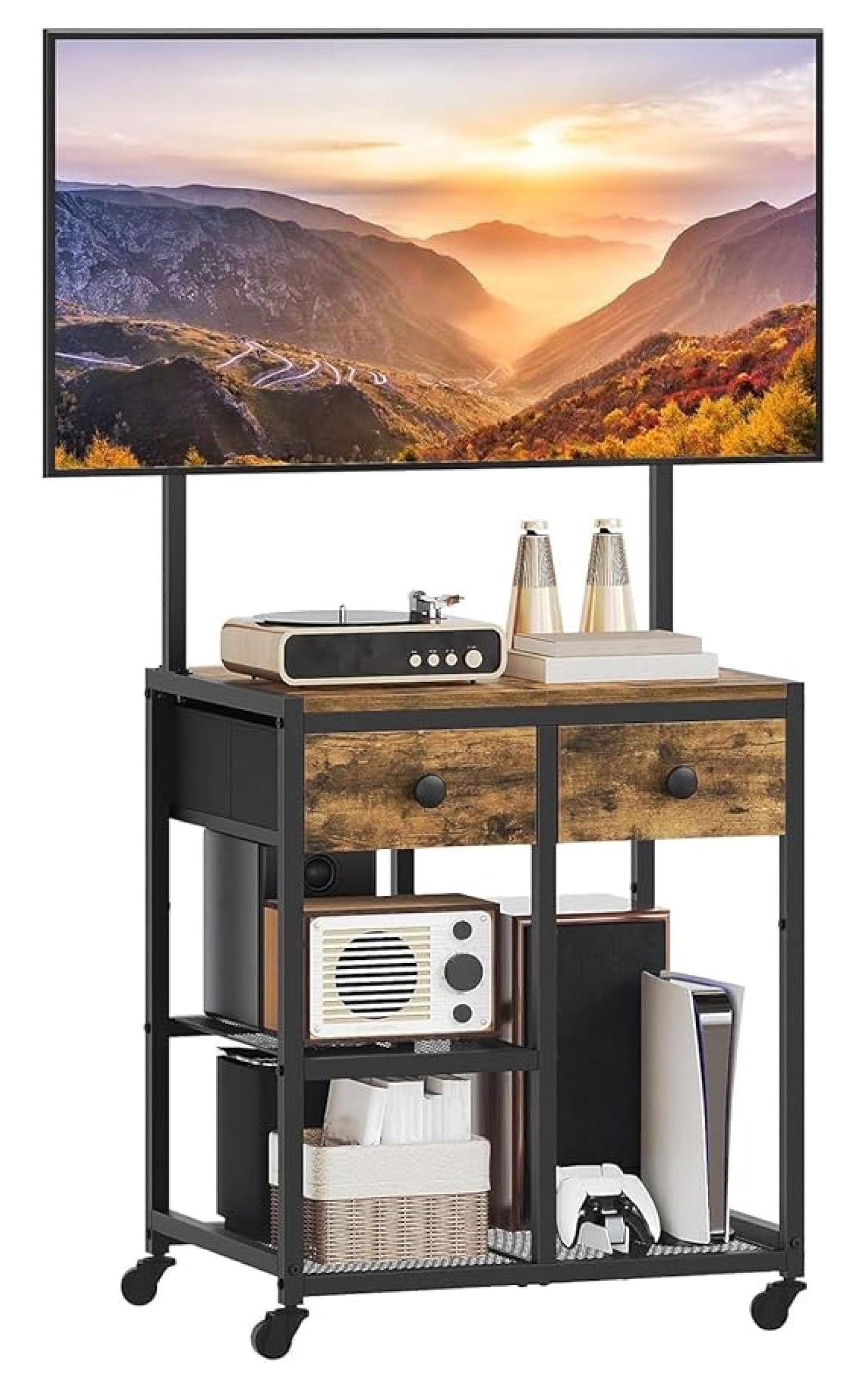 TV Stand with Mount, Rolling Corner TV Stand for 50 Inch TVs ...