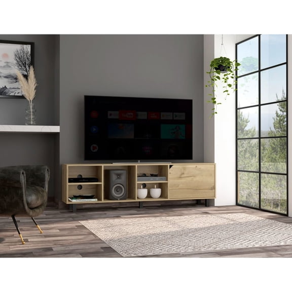 TV Stand with Open Shelves and Cable - Friendly Design / Holds 70" TVs for Practical Use