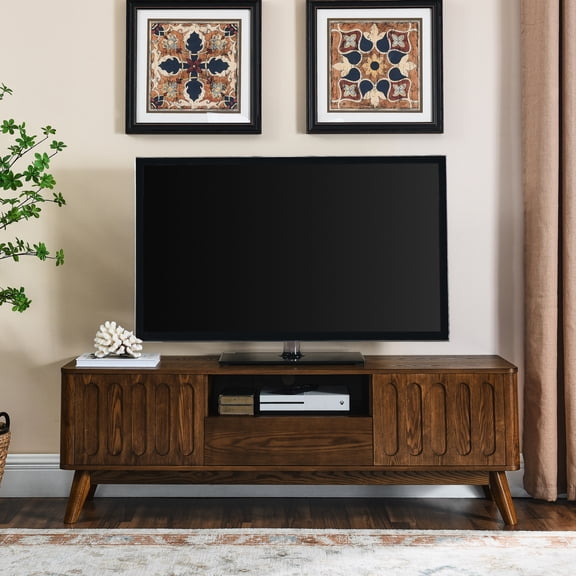 TV Stand with Storage | 1 Open Space and Tabletop for Items | Smooth Finishes and Stable Structure | Ensures Easy Organization