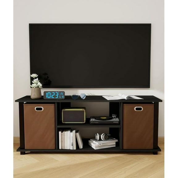 TV Stand with Storage, TV Entertainment Center with 2 Bins for TVs Up to 50", TV Stand for Bedroom, Living Room