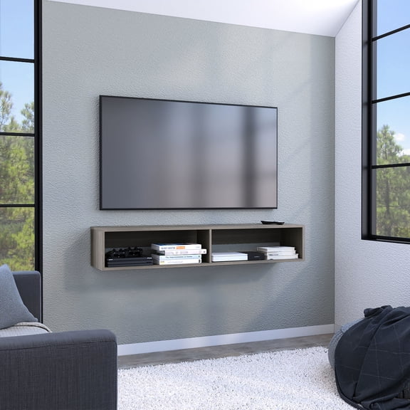 TV Stand with Two Storage Spaces / Organizes Remote Controls and Books