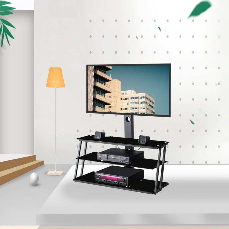 TV Stands for Flat TV 32-65 inch, 2020 New Modern 3 Tier Glass TV Stand with Metal Frame, TV Cabinet Entertainment Center, TV Stands for Flat Screens