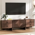 thumbnail image 1 of TV Stands for Living Room, Mid Century Modern TV Stand for 60/65/75 inch TV, Farmhouse Entertainment Center with Storage, Boho TV and Media Console Table for Living Room (Walnut 66"), 1 of 9
