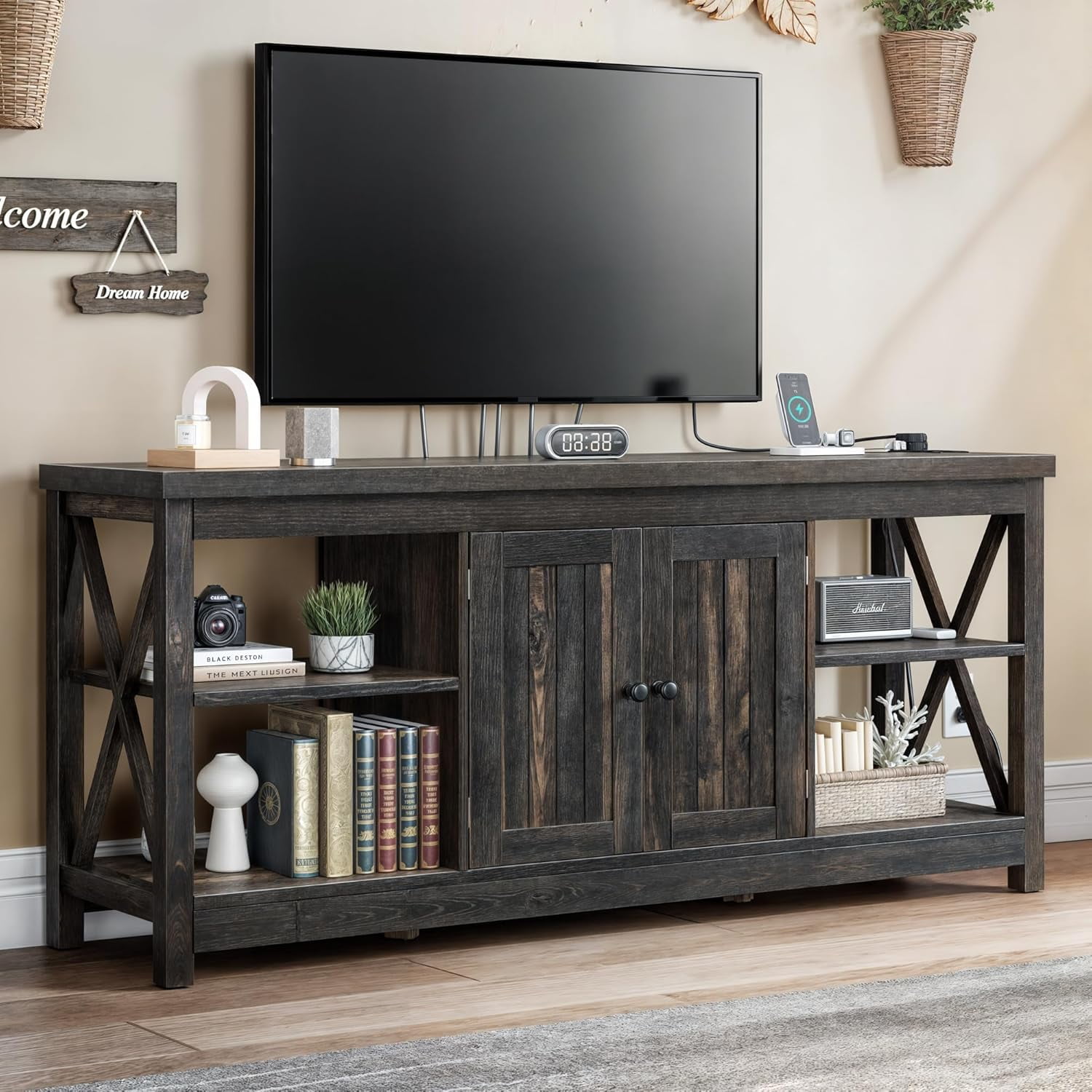 TV Stands for Living Room, Modern Entertainment Center with Power ...