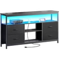 thumbnail image 1 of Amadwell TV Stand with Power Outlets & LED Lights, 4 Drawer Dresser Entertainment Center, Media Console with Open Shelf, 1 of 9