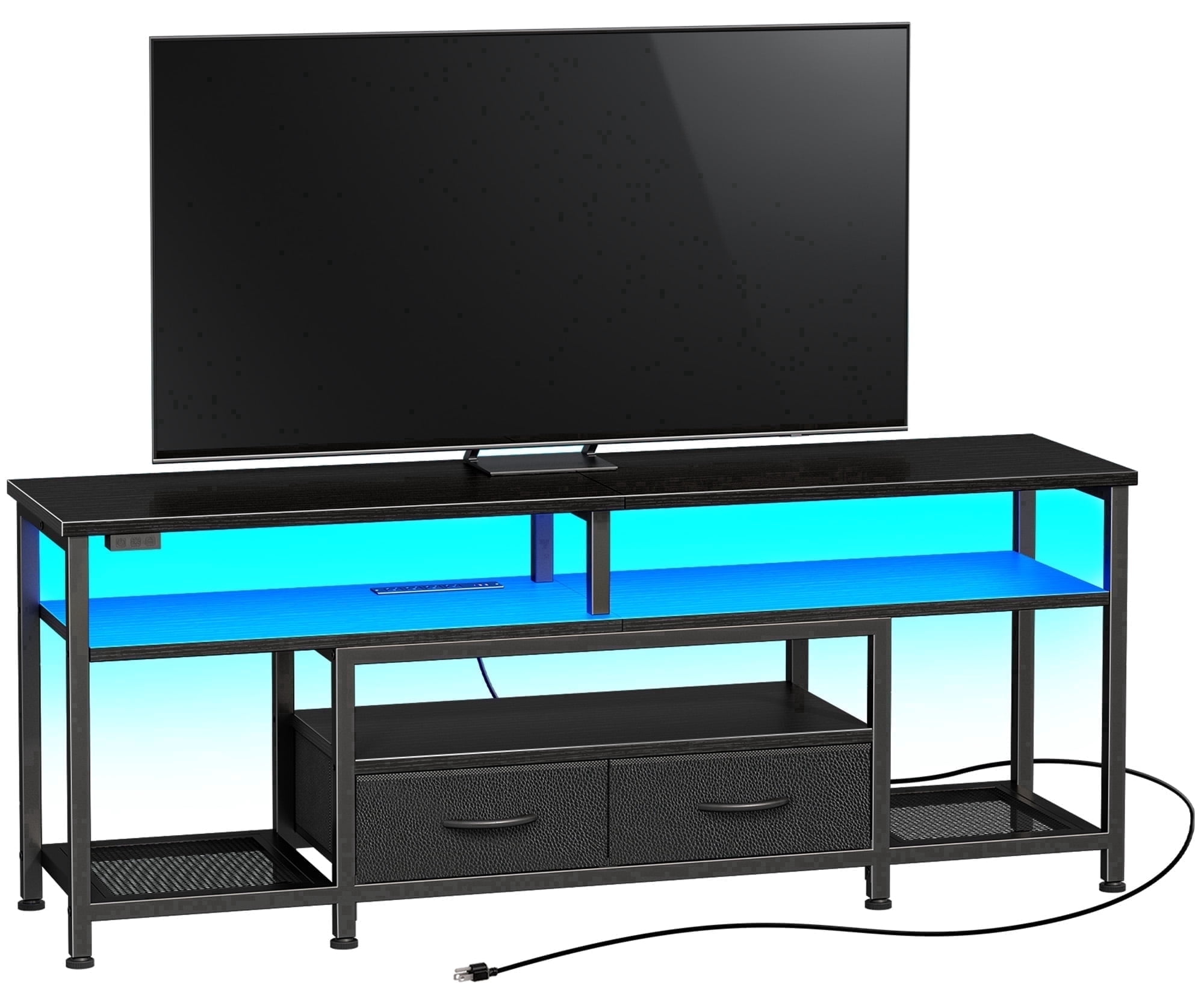 Amadwell 54" LED TV Stand for 55-60 Inch TVs, Entertainment Center with Power Outlets & Drawers, Rustic Brown