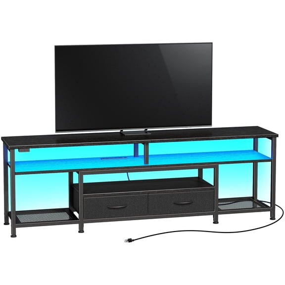 Amadwell 63" LED TV Stand for 65-70 Inch TVs, Entertainment Center with Power Outlets & Drawers, Rustic Brown