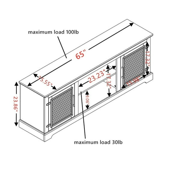 TV Stands With Storage Farmhouse Rattan TV Stand Console Table for TVs up to 70 Inches, TV Console Table with 2 Storage Shelves, 2 Natural Rattan Door Cabinets, 65"W*15.55"D*23.86"H, Espresso,Enterta