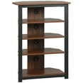 thumbnail image 1 of TV Stands With Storage HOMCOM TV Stand, AV Media Stand, Corner Audio Tower with Storage Shelves and Steel Frame, Living Room Storage, Brown,Wooden TV Stands, 1 of 10