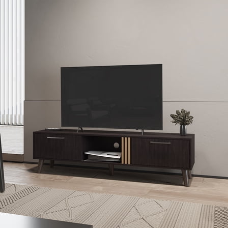 TV Stands With Storage Altoona Tv Stand , Living Room, Black/Light Oak,Entertainment Centers