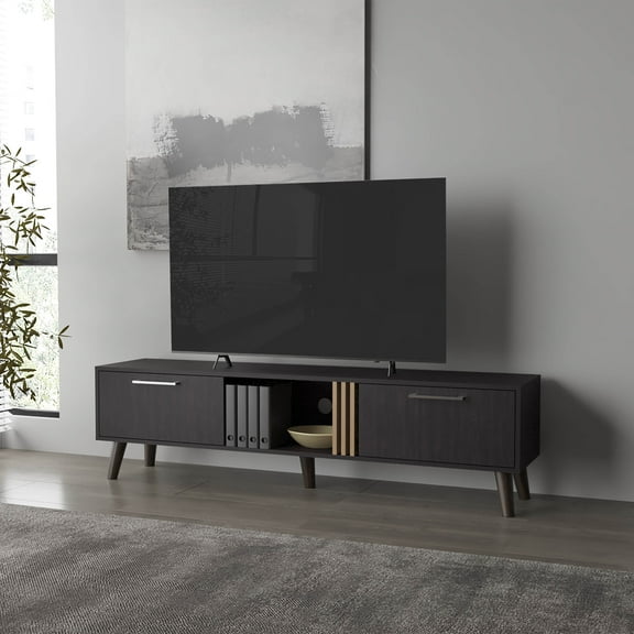TV Stands With Storage Dragon Tv Stand with 2 Doors and Open Storage, Wengue,Entertainment Centers