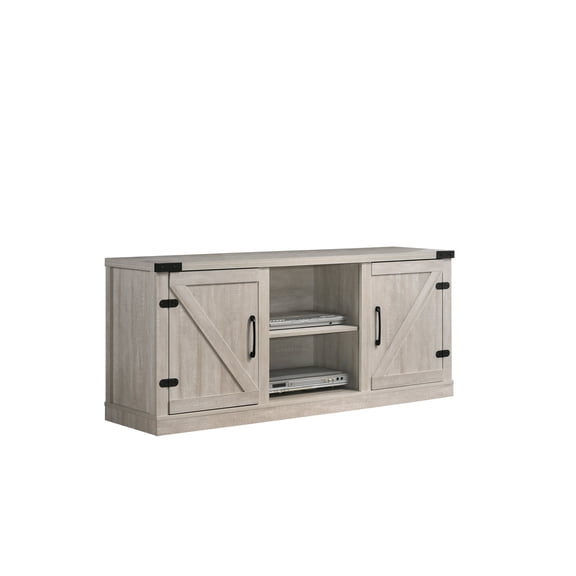 TV Stands With Storage Salma Dusty Gray 58" Wide TV Stand with 2 Open Shelves and 2 Cabinets,Wooden TV Stands