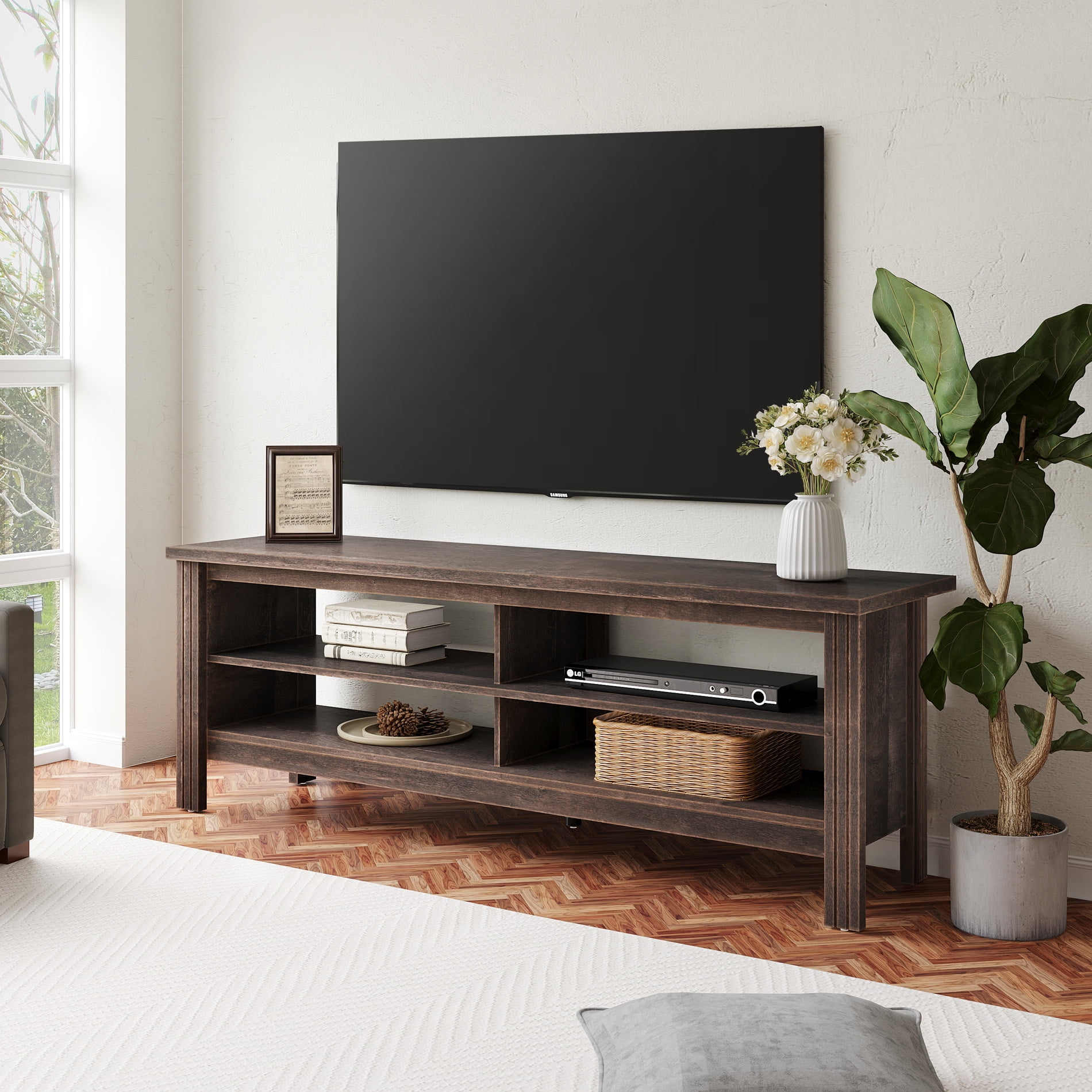 TV Stands for 65 inch TV Entertainment Center Espresso Media TV