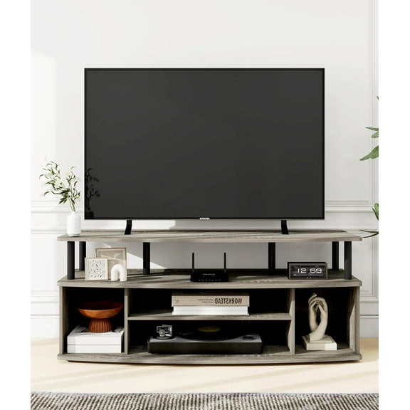 TV Stands for Living Room, Entertainment Center for TV up to 55" with Two Storage Shelves, Modern Media Console Table, Grey