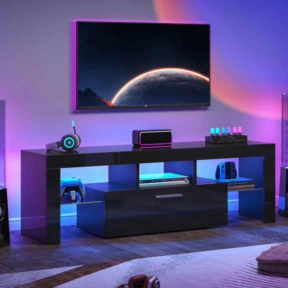 WelFurGeer TV Stands for Living Room Led TV Console for 50/55/60/65/70/75 Inch TV Entertainment Center with Storage Media Console for Bedroom