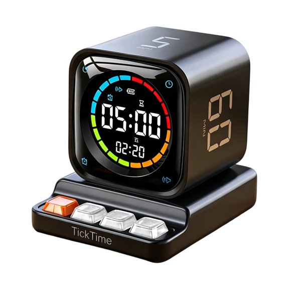 TV Styles Digital Timer with USB Charging Base & Auto Function Rotating Countdowns Timer for Productivity