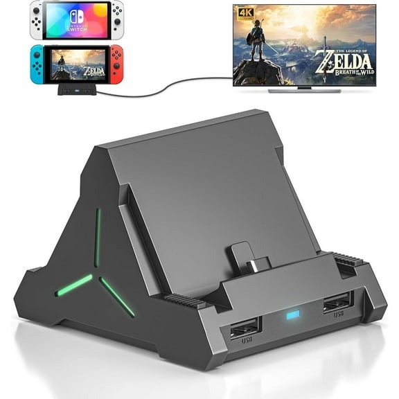 TV Switch Dock for Nintendo Switch/Switch OLED, Portable Switch Docking Station Support 4K TV HDMI Adapter,Switch Charging Dock Station with 4 Game Slots USB3.0 Port Switch Charger Dock