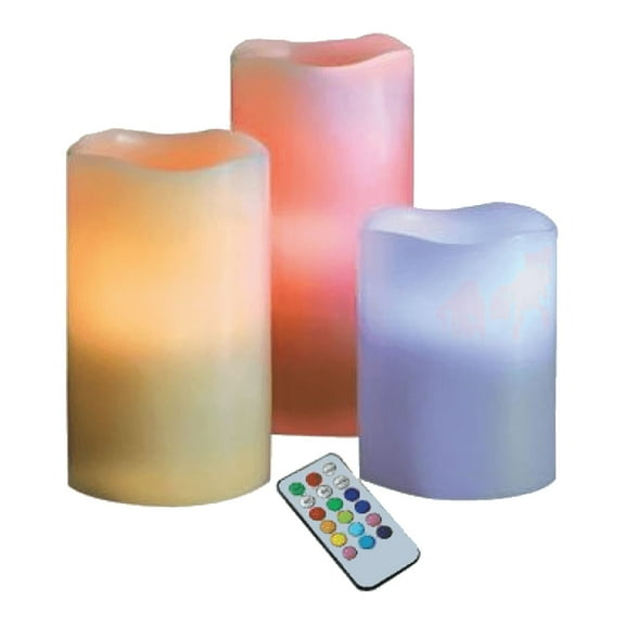 TV Time Direct - LED Remote Control Electronic Real Candle - 3 Piece Set Multicolor