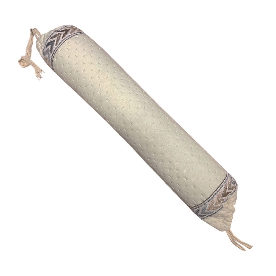 White Buckwheat Neck Roll Pillow with Embroidered Ends